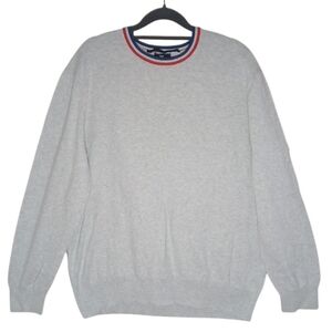 GAP Heather Gray Crewneck Sweater with Red and‎ Blue Accents Size XL